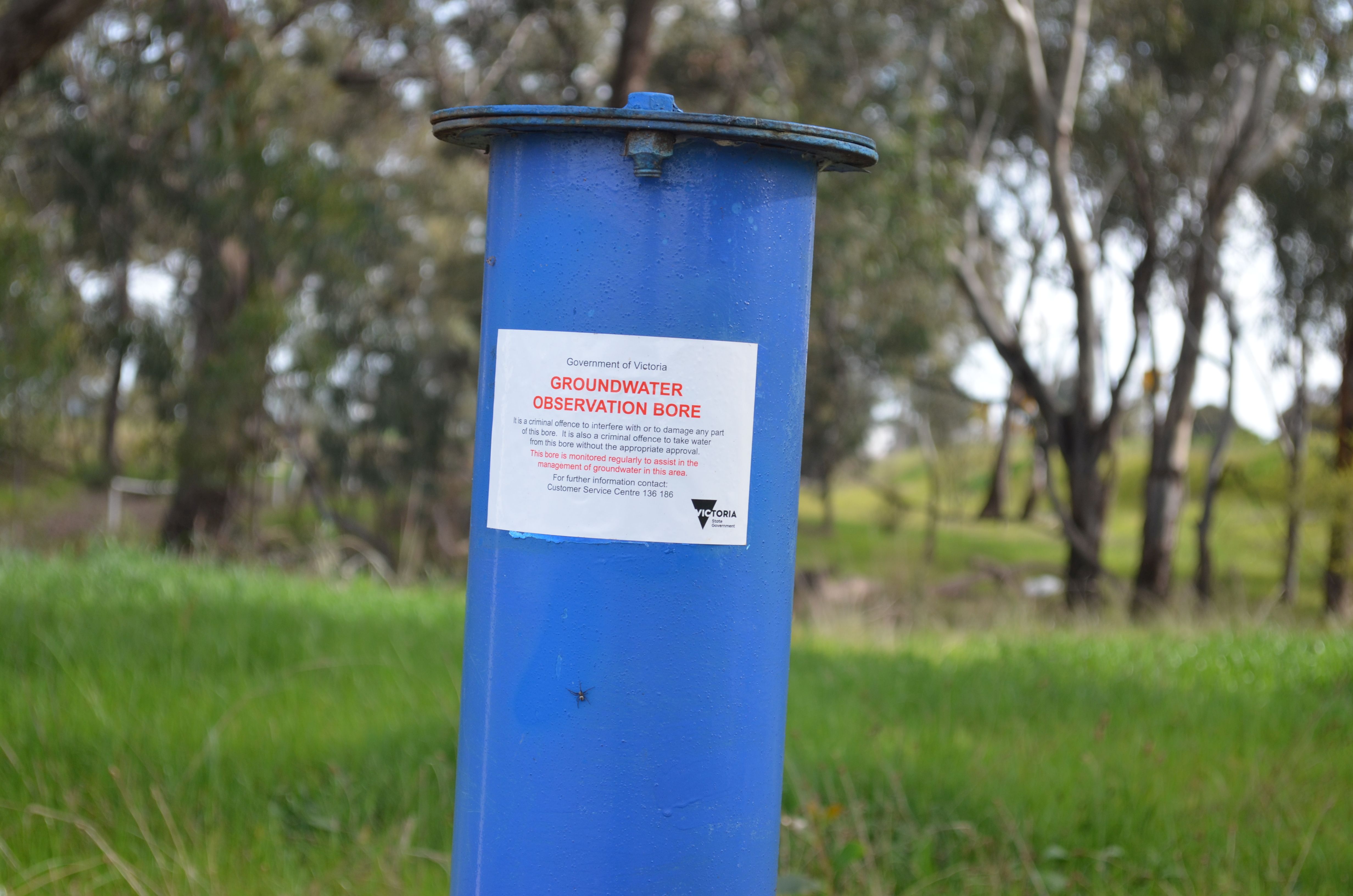 Groundwater bore with label for the Regional Water Monitoring Partnerships