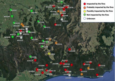 map showing sites analysed